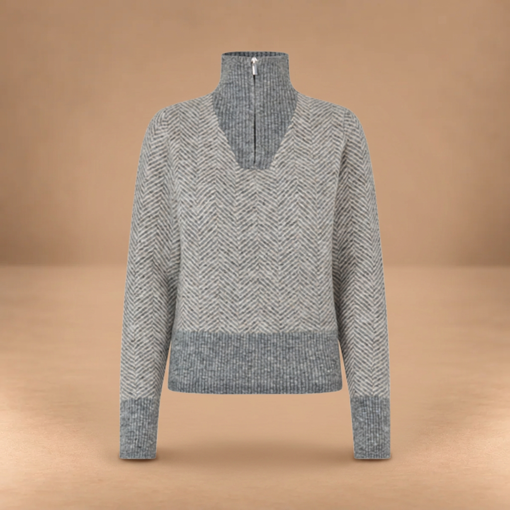 MAGLIA DONNA KINGSLAND KLAUDREY IN LANA E ALPACA CON MEZZA ZIP