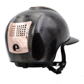 CASCO IN CARBONIO E-LIGHT NERO LUCIDO / VISIERA NERA LUCIDA DA POLO E 3 INSERTI ORO ROSA Large