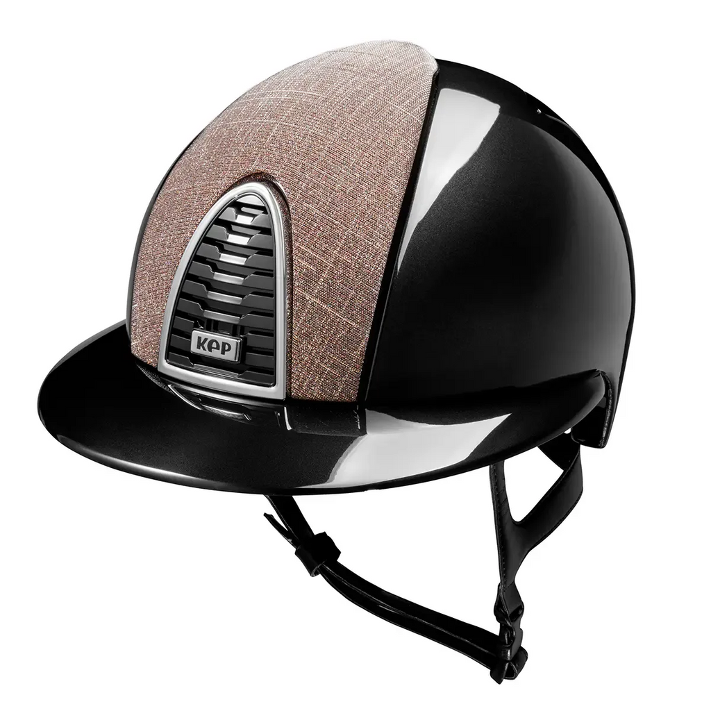 KEP ITALIA Casco Equitazione Cromo 2.0 / Shine Nero / Galassia Rosa / Visiera standard Medium