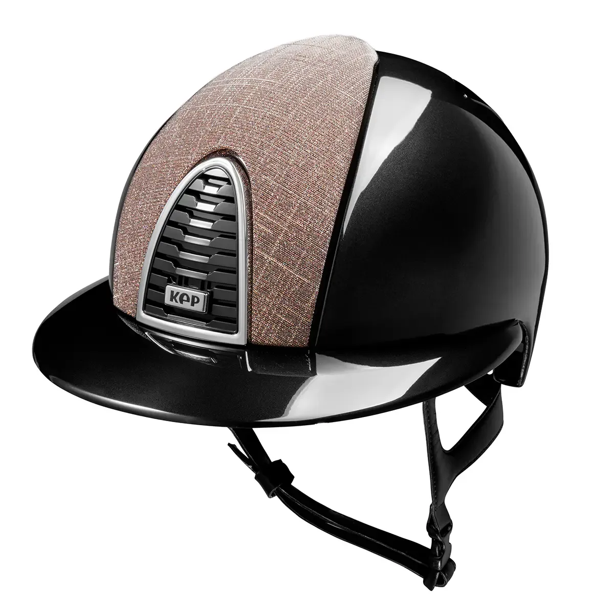 KEP ITALIA Casco Equitazione Cromo 2.0 / Shine Nero / Galassia Rosa / Visiera standard Medium