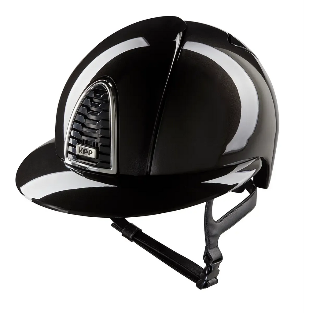 KEP ITALIA Casco Equitazione Cromo 2.0 / Shine Nero / Visiera Polo Large