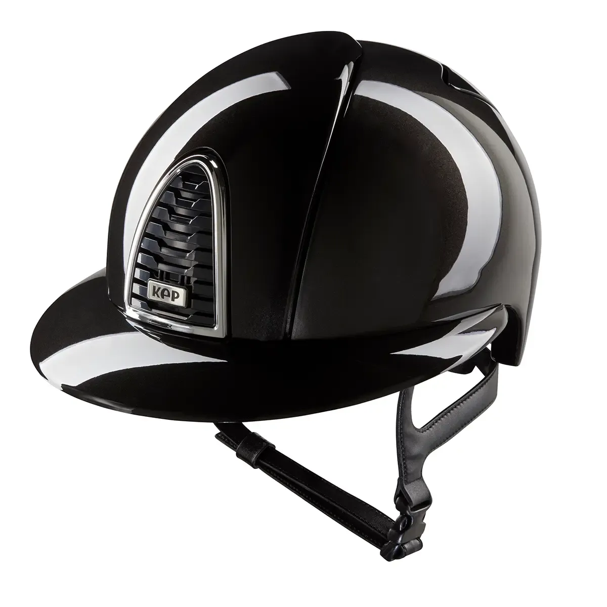 KEP ITALIA Casco Equitazione Cromo 2.0 / Shine Nero / Visiera Polo Large