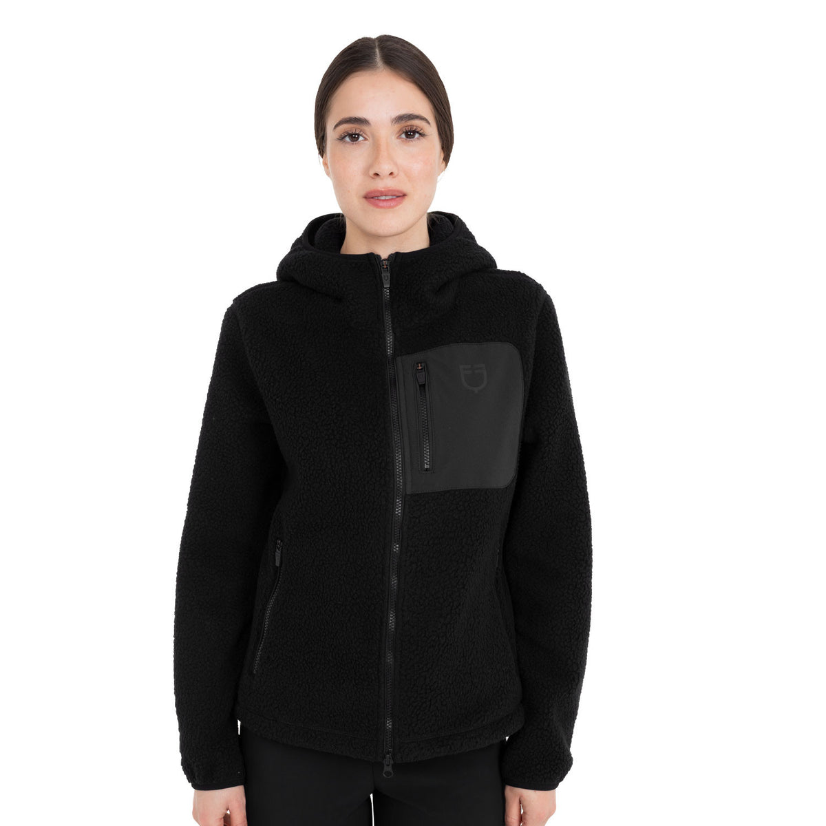 FELPA DONNA IN PILE TEDDY CON CAPPUCCIO E ZIP
