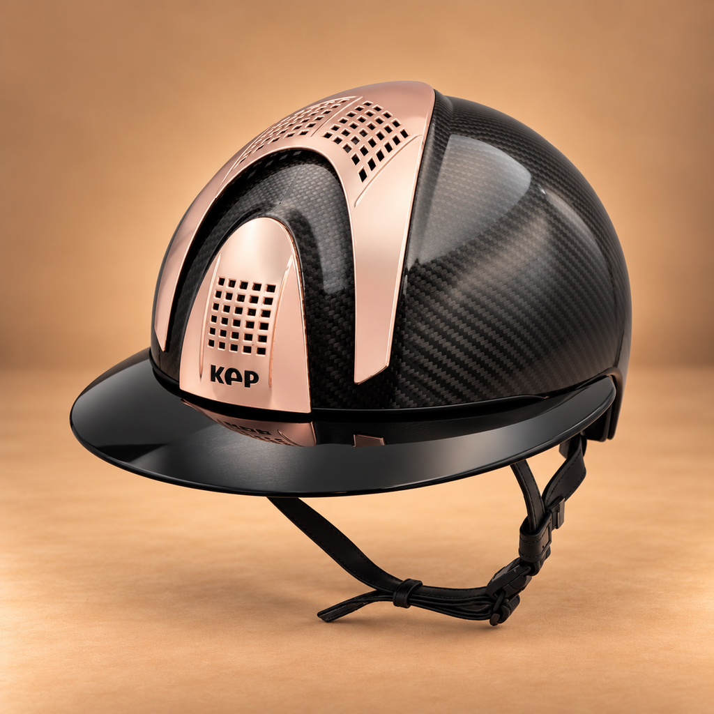 Casco in Carbonio KEP E-Light – Nero Lucido, 3 Inserti Oro Rosa | Taglia M