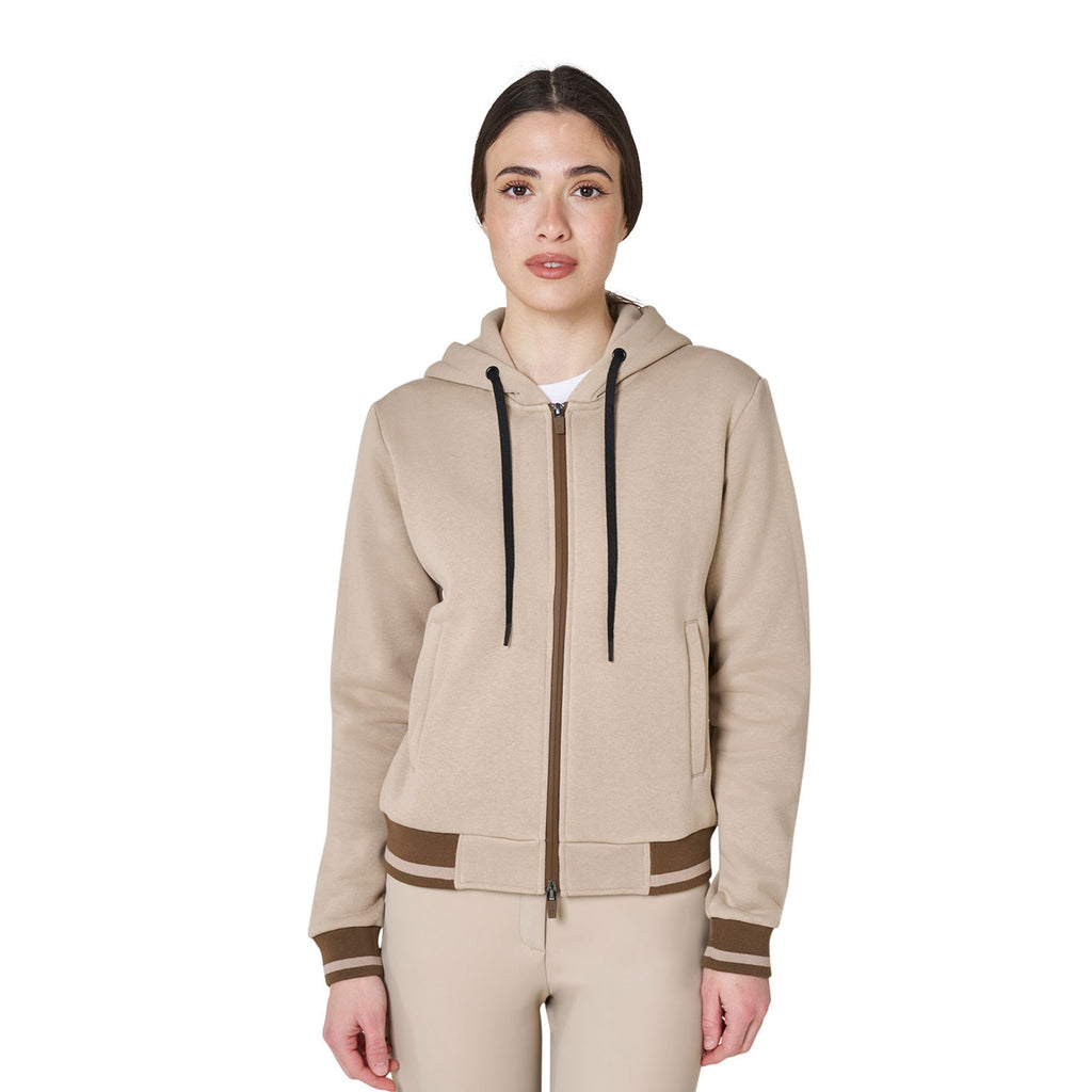 FELPA DONNA EQUESTRO CON CAPPUCCIO E ZIP FRONTALE