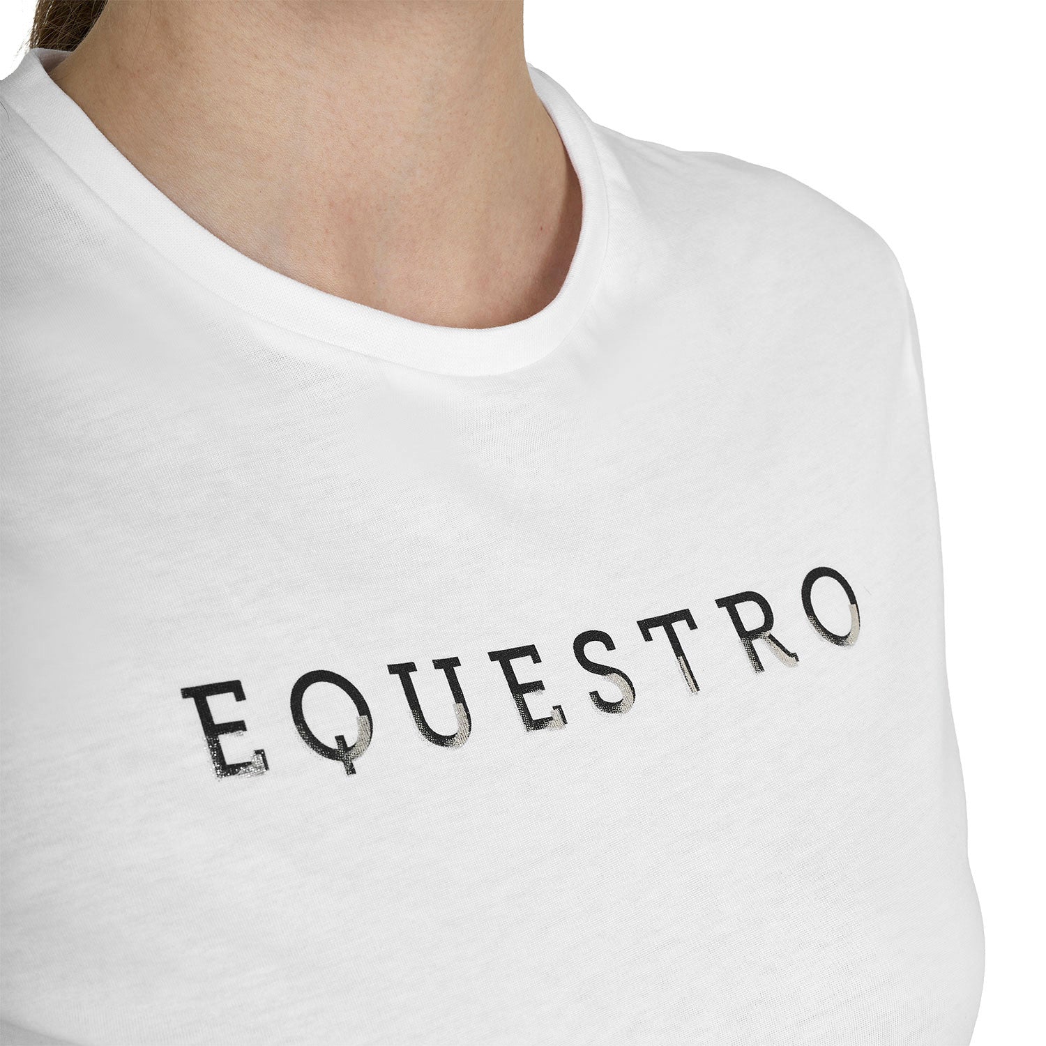 EQUESTRO T-SHIRT DONNA COTONE LOGO LAMINATO ARGENTO