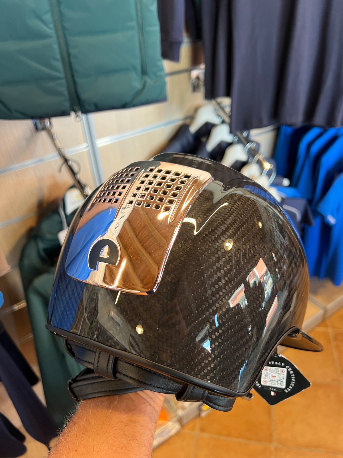 Casco in Carbonio KEP E-Light – Nero Lucido, 3 Inserti Oro Rosa | Taglia M