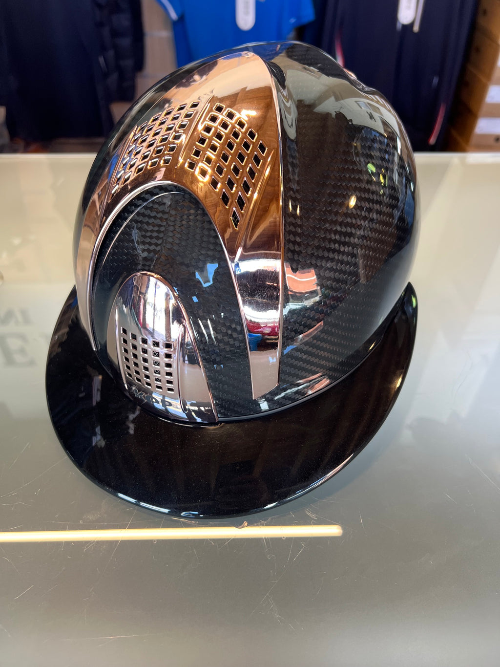 Casco in Carbonio KEP E-Light – Nero Lucido, 3 Inserti Oro Rosa | Taglia M