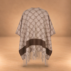 Mantella donna Equestro in lana monogram, vista posteriore senza modella