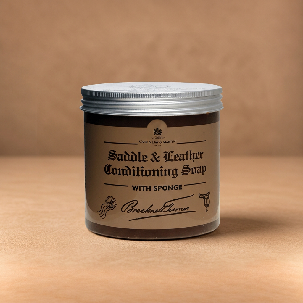 Brecknell Turner Saddle & Leather Conditioning Soap 250 ml su sfondo beige