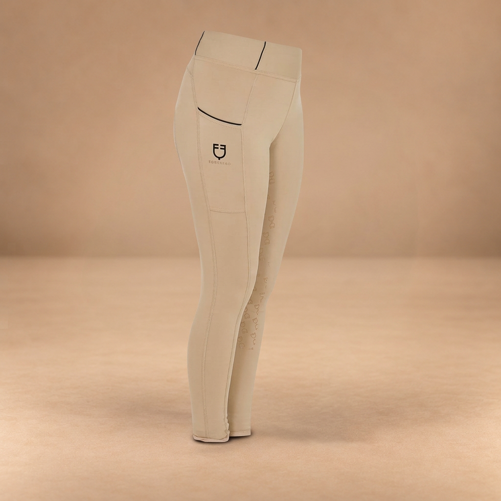 EQUESTRO LEGGINGS BAMBINA SLIM FIT GRIP CON LOGO