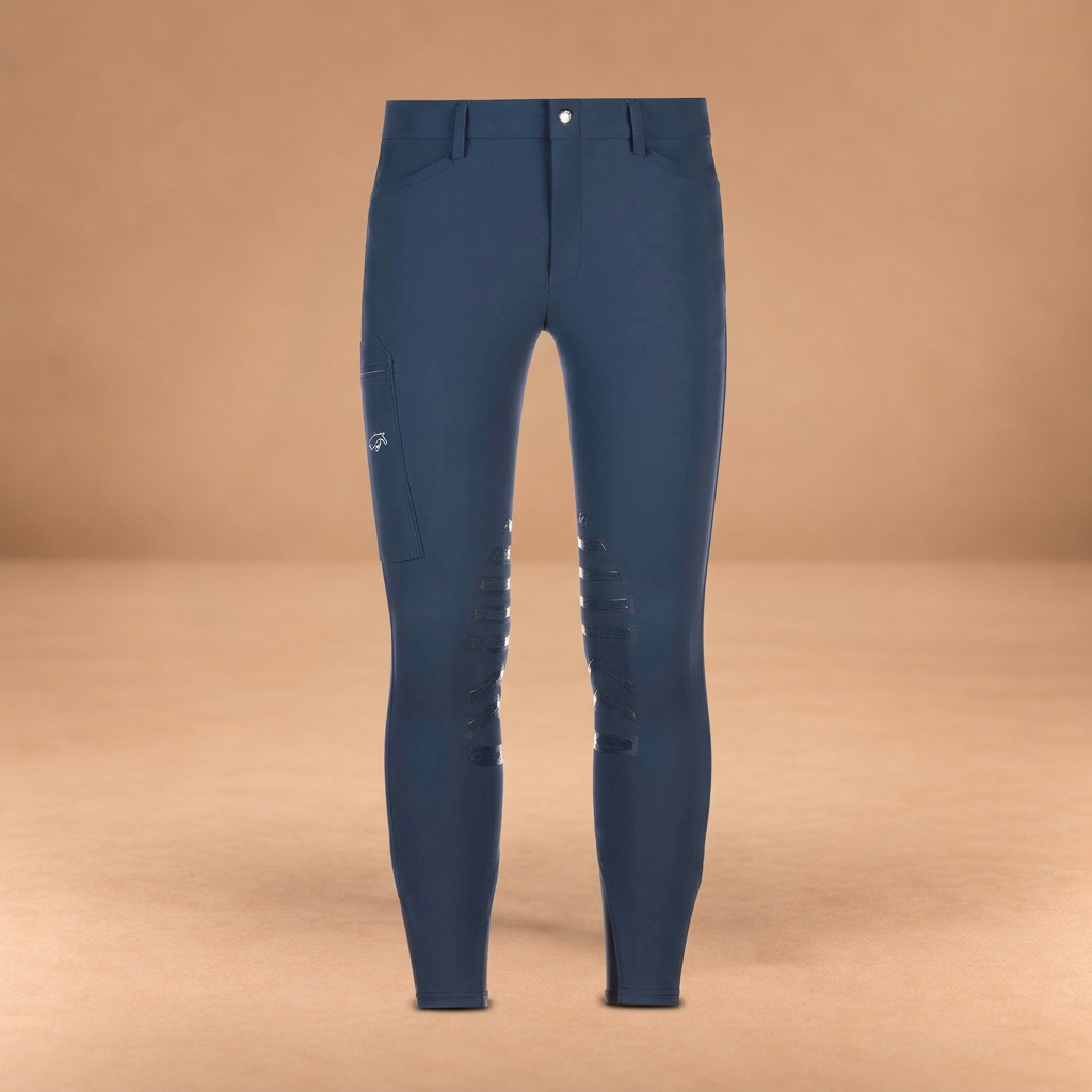 Pantalone uomo Otto Sarm Hippique blu, vista frontale su sfondo Smart Nova