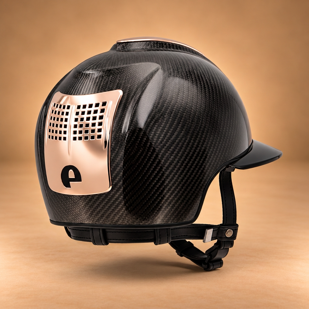 Casco in Carbonio KEP E-Light – Nero Lucido, 3 Inserti Oro Rosa | Taglia M