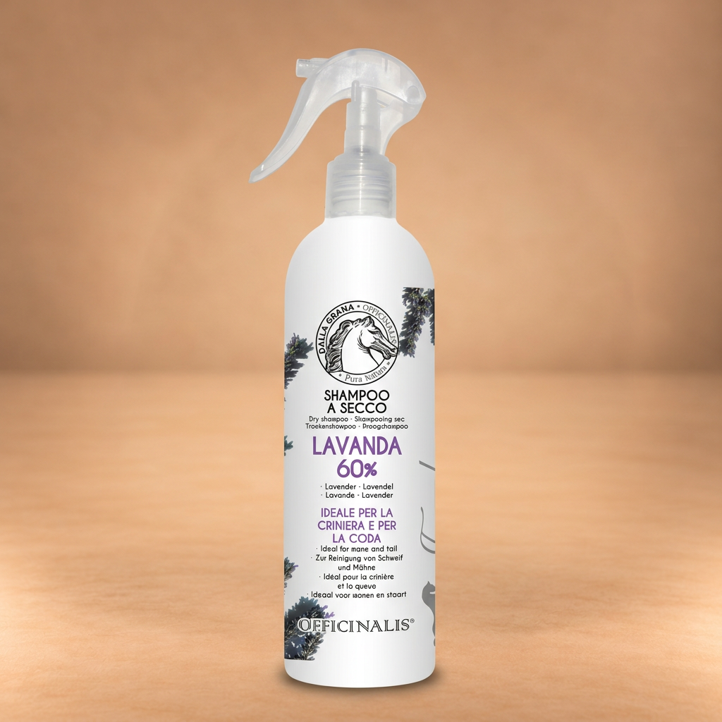 Shampoo a secco alla Lavanda 60% su sfondo beige