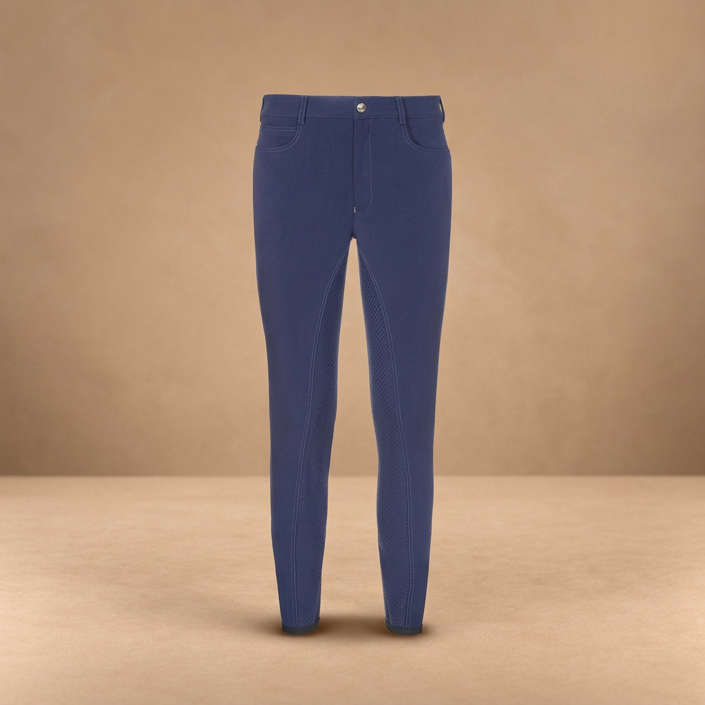 Pantalone Sarm Hippique Arezzo blu, vista frontale su sfondo beige