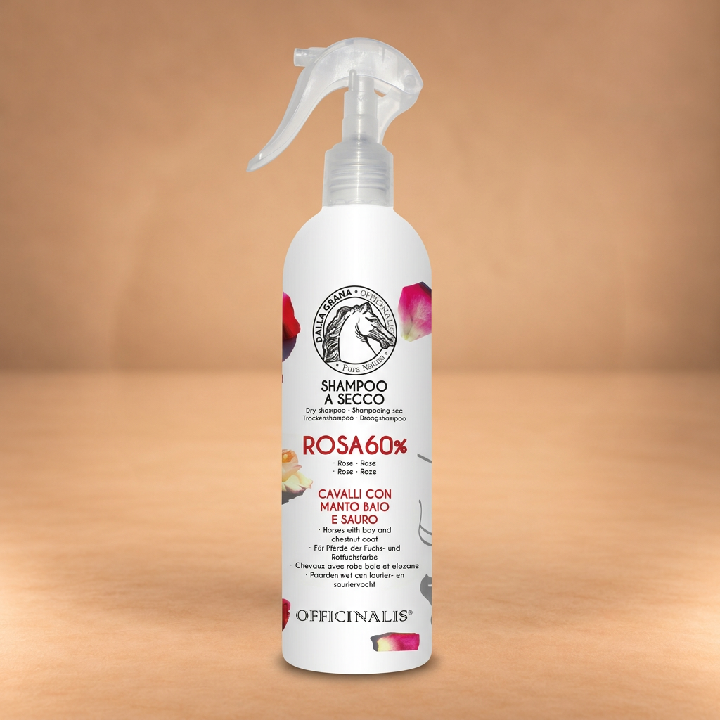 Shampoo a secco alla Rosa 60% su sfondo beige
