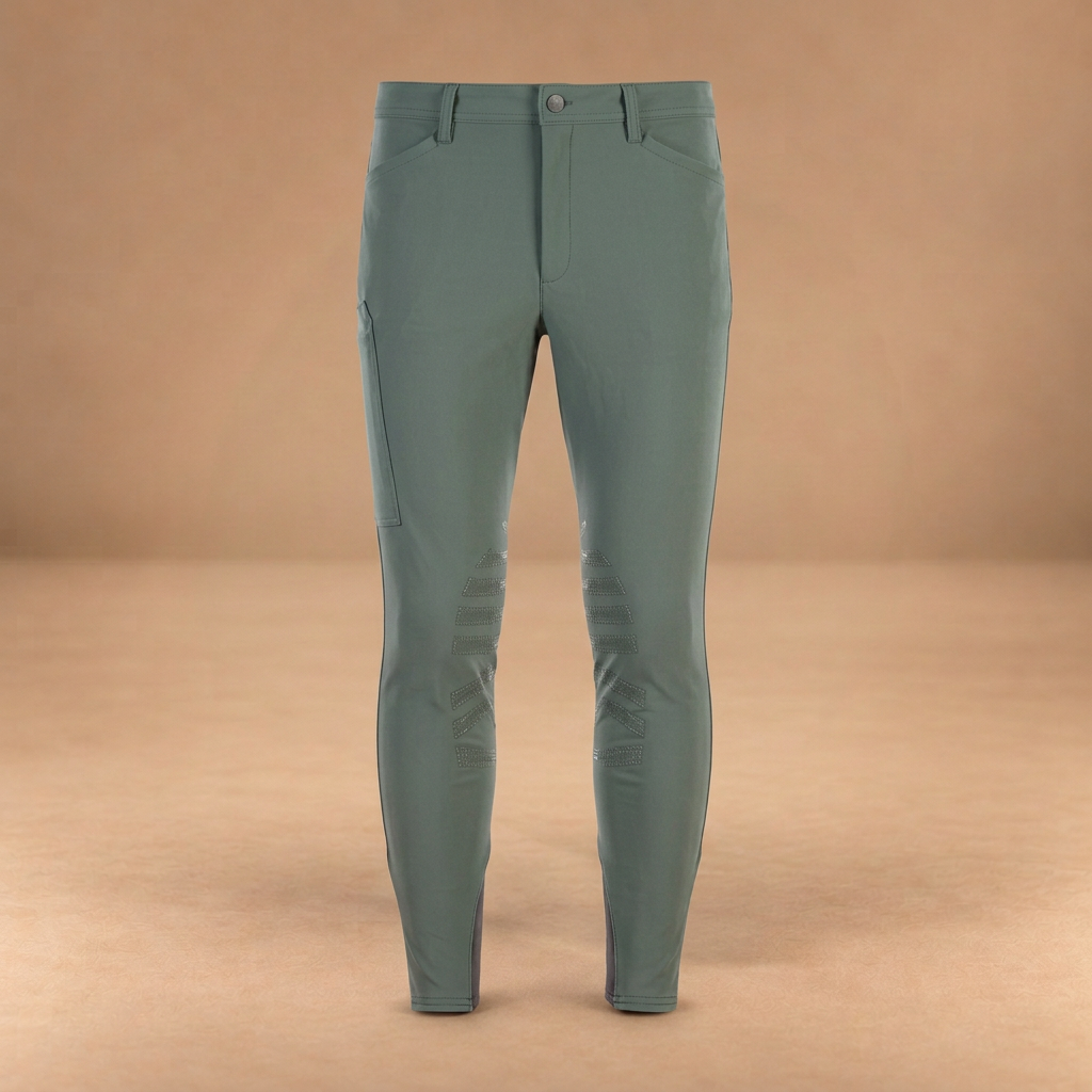 Pantalone uomo Dylan verde militare con grip, ricavato dalla foto beige, su sfondo Smart Nova