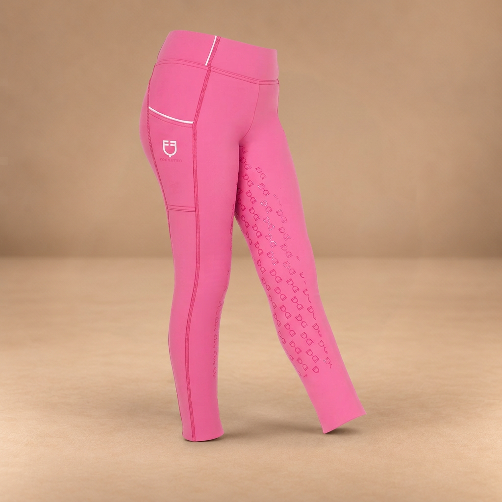 EQUESTRO LEGGINGS BAMBINA SLIM FIT GRIP CON LOGO