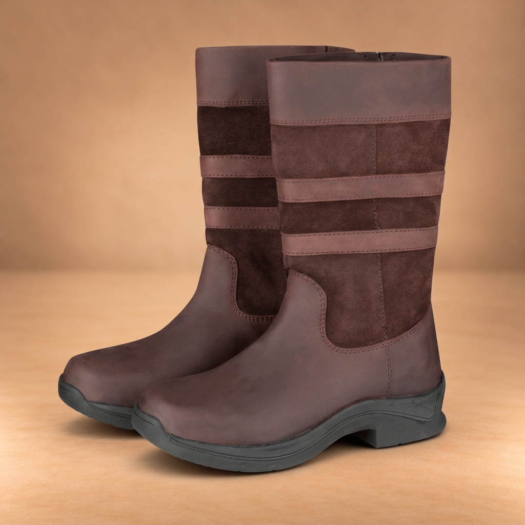 Stivali da scuderia Oklahoma marrone su sfondo beige